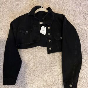 Black cropped jean jacket